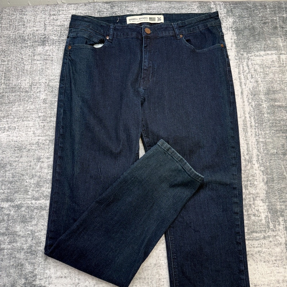 Barbell Apparel Jeans Mens 36x33 Dark Wash Blue Stretch Denim Slim Straight